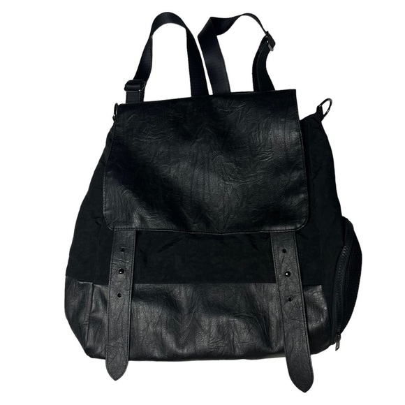 Lucy Active Nappa Canvas Like Black backpack convertible Crossbody Satchel Bag - Picture 1 of 12